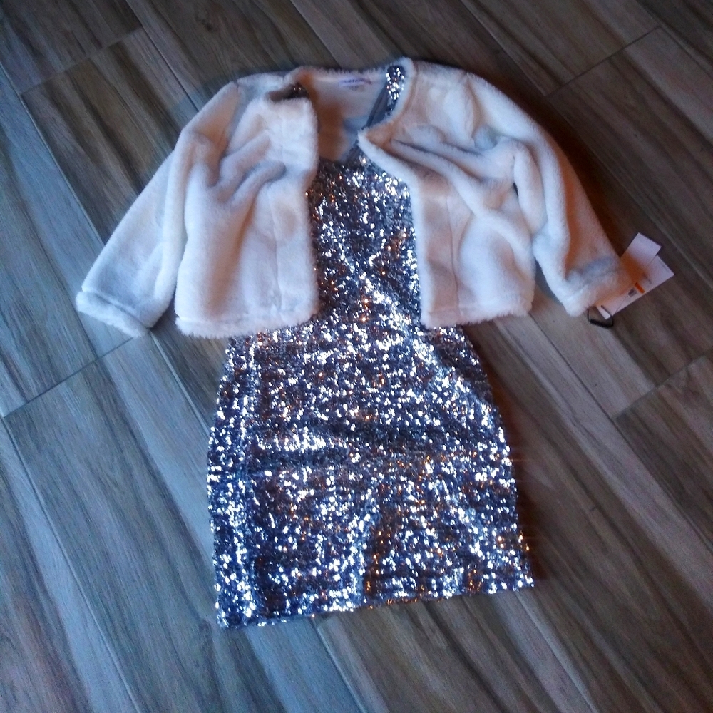 EUC Silver Sequin NYE Party Tank Top Dress